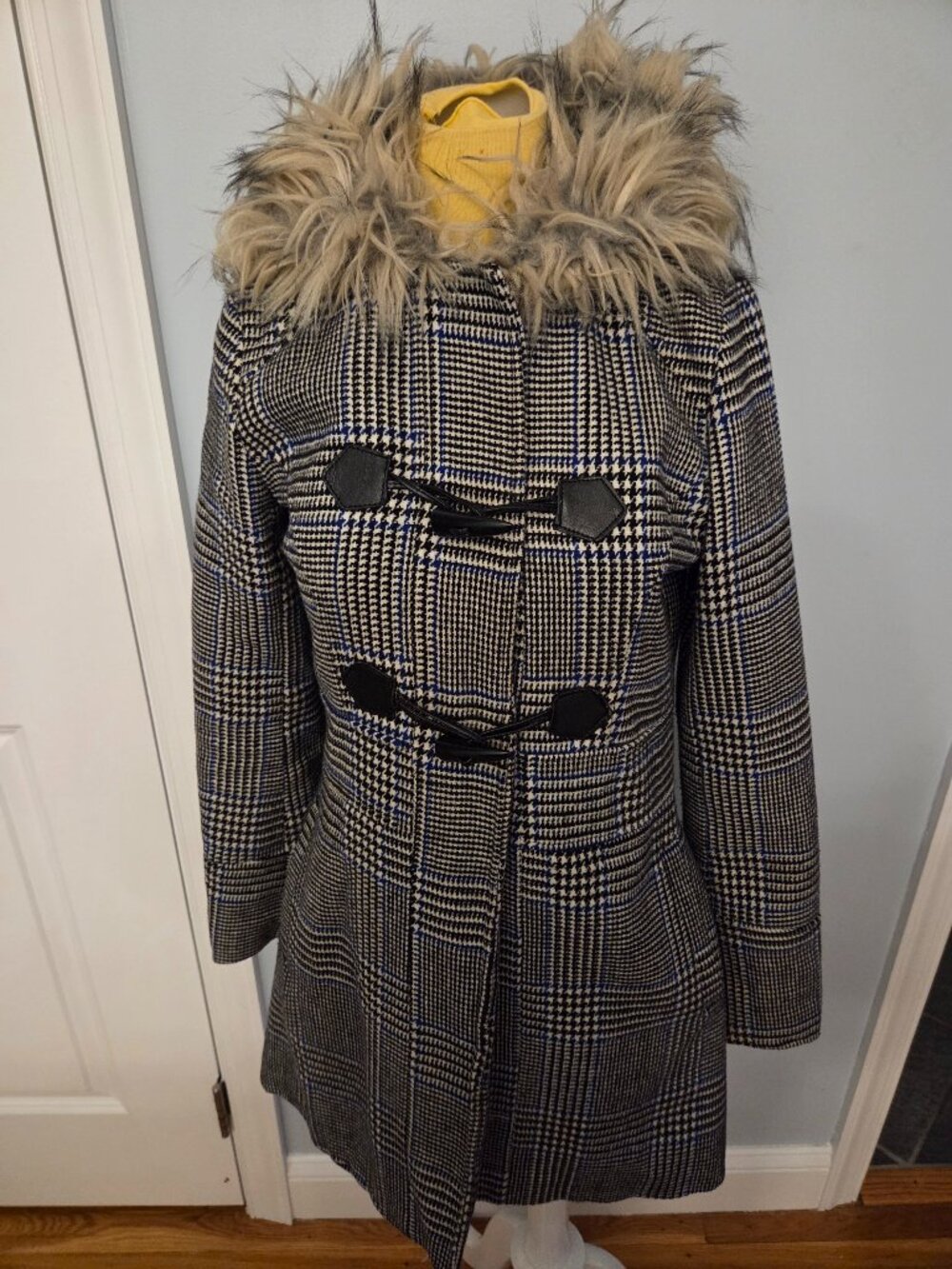 Charlotte Russe Faux Fur Hood Toggle Coat